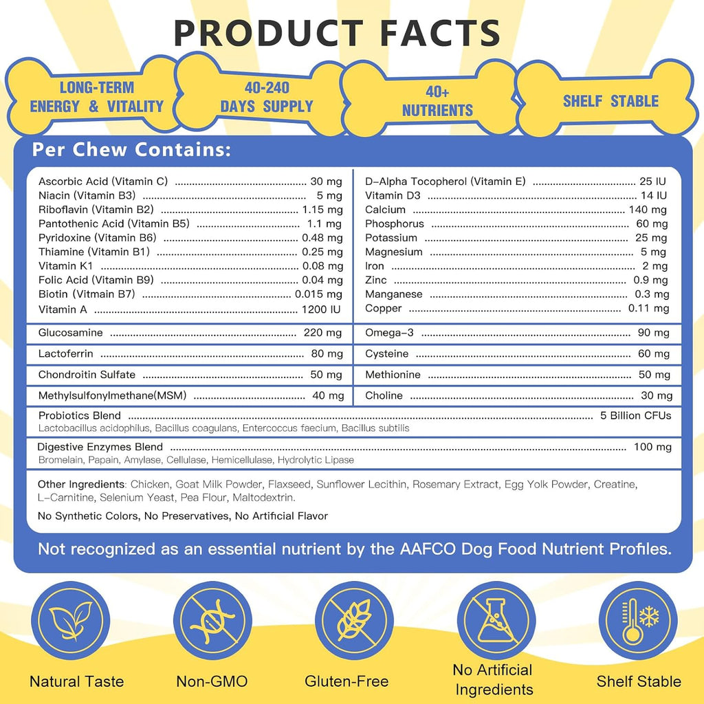 NATURE TARGET Multivitamínico para Perros, 12 en 1, Liofilizado, Sabor Pollo - 120 Unidades