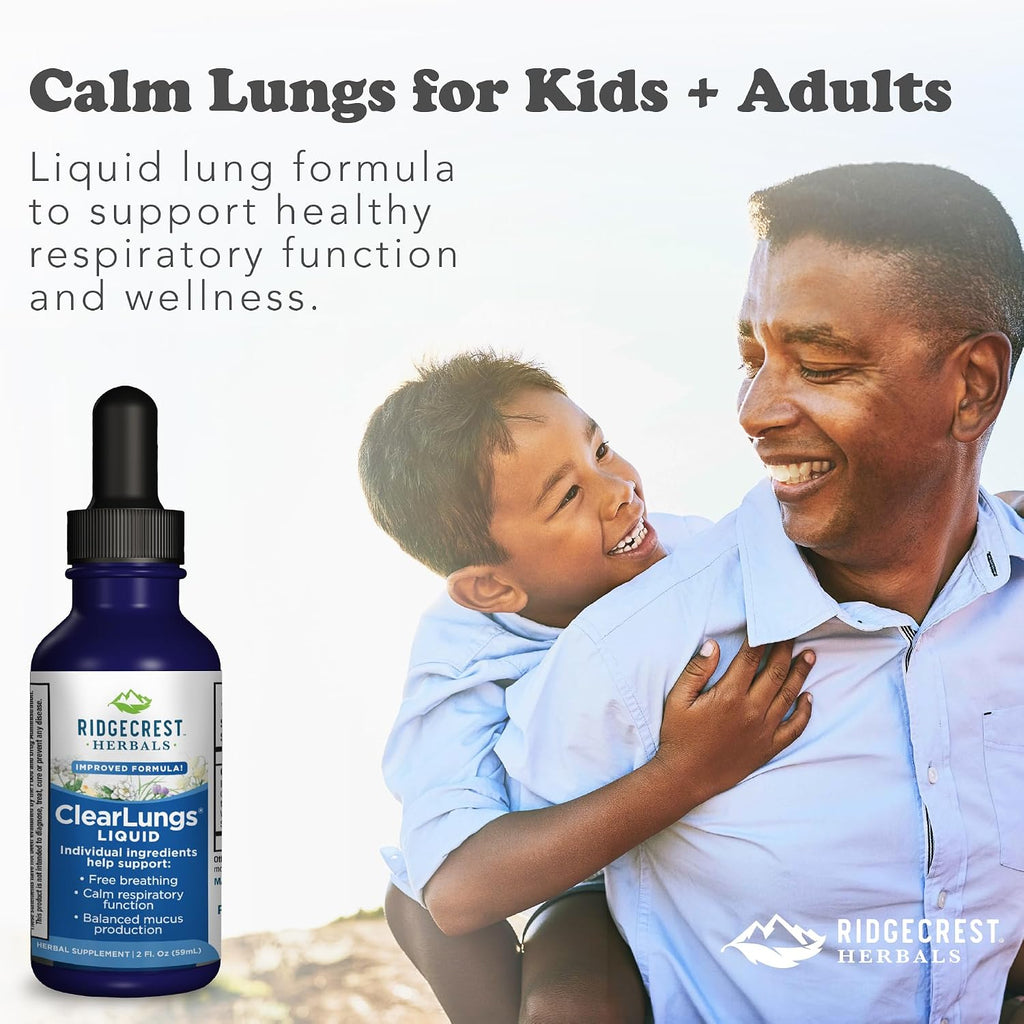 Ridgecrest Herbals ClearLungs Líquido, Suplemento Herbal para las Vías Respiratorias, Sabor Naranja, 59 ml