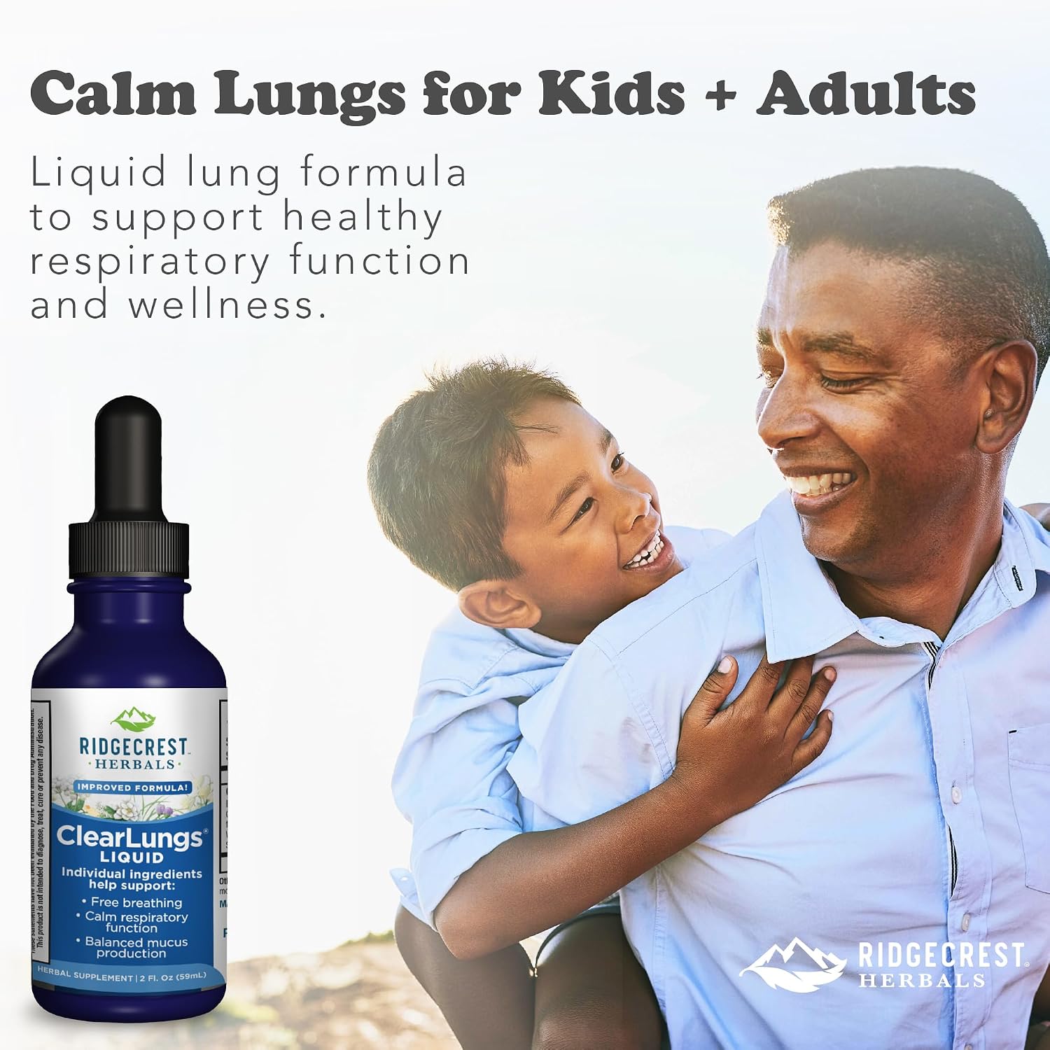 Ridgecrest Herbals ClearLungs Líquido, Suplemento Herbal para las Vías Respiratorias, Sabor Naranja, 59 ml