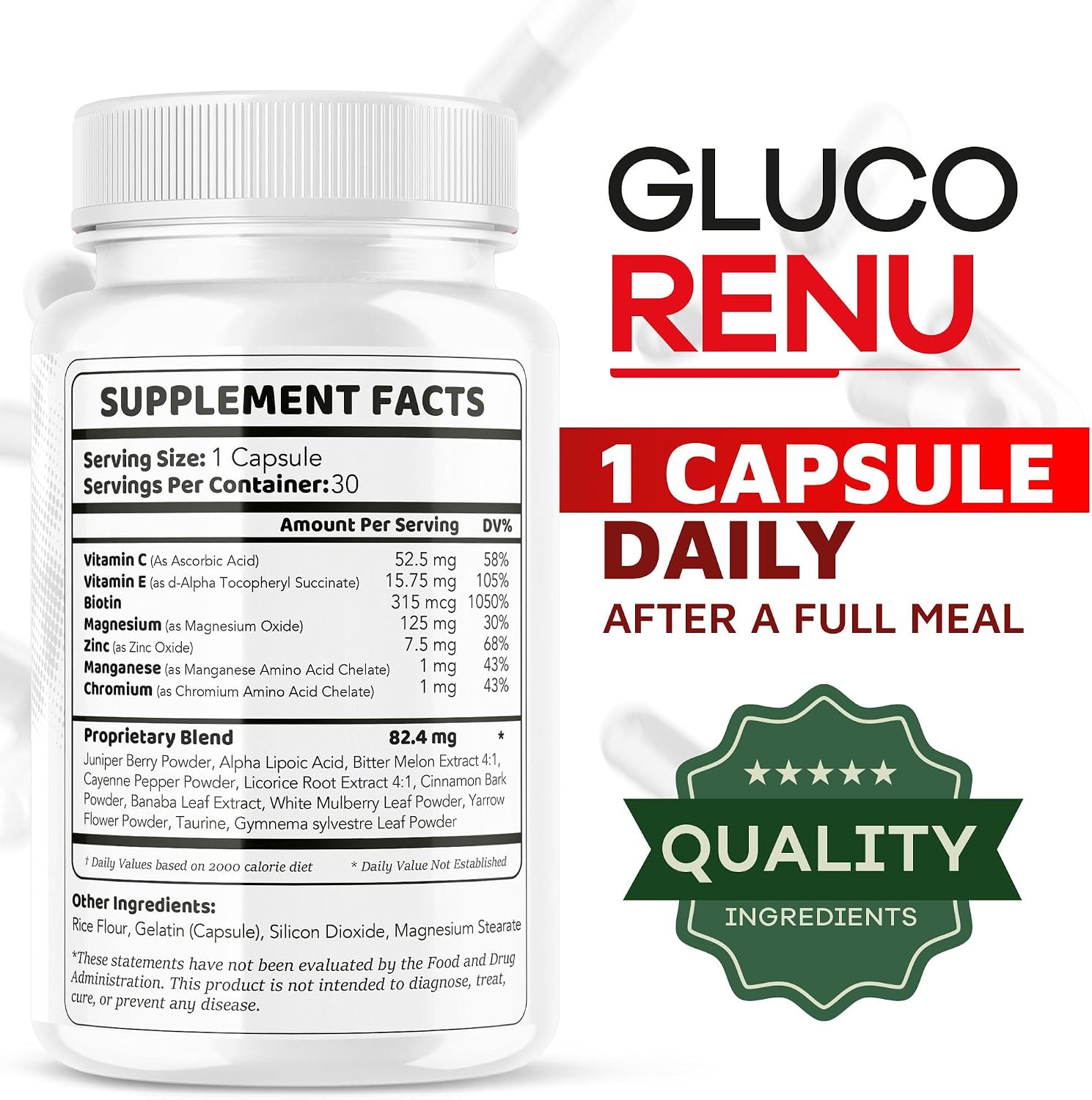Gluco Renu Cápsulas (3 Pack) - 90 Cápsulas para 3 Meses