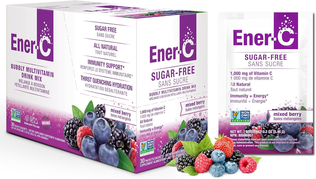 Ener-C Sugar Free Multivitamin Drink Mix - 30 Sobres, Sabor Frutos Rojos