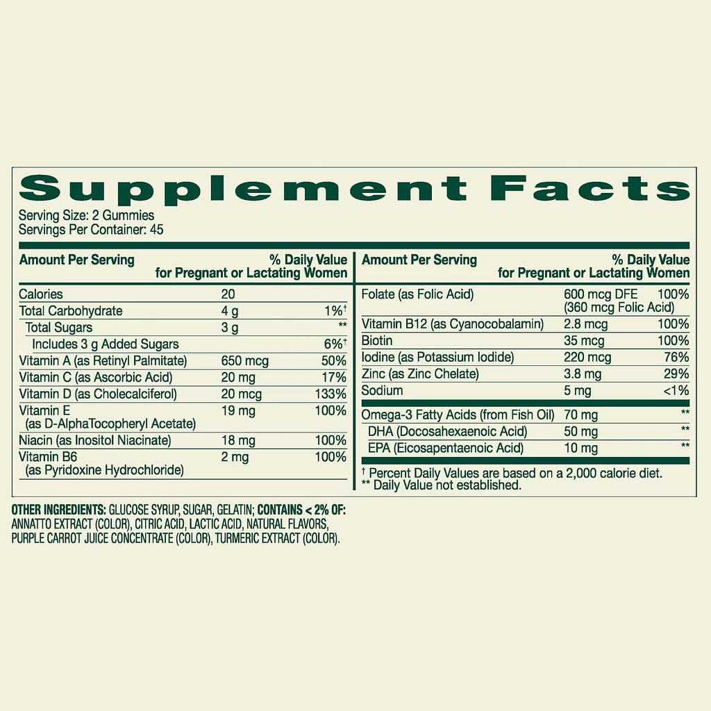 LightSpring Prenatal Multivitamin Gummies - 90 Gomitas con Vitaminas y Minerales Esenciales + Guía Exclusiva