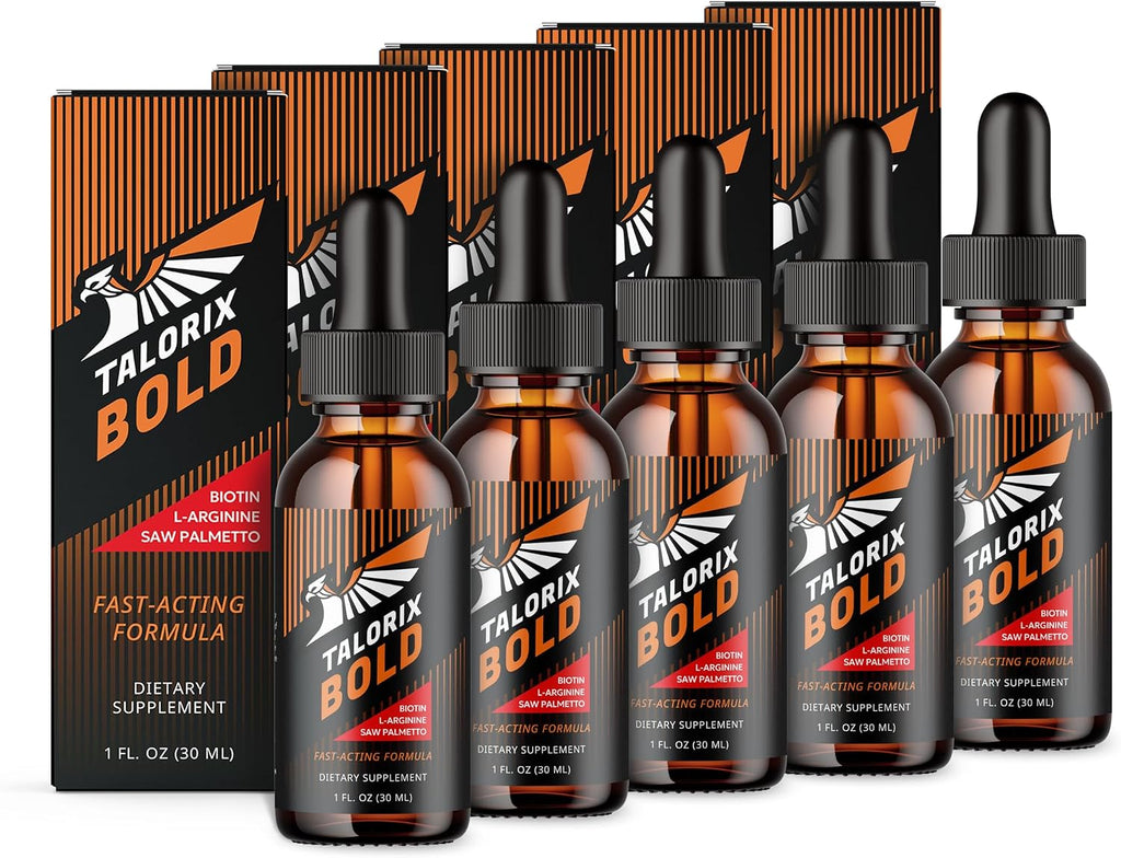 Talorix Bold Gotas para Hombres con Biotina, Saw Palmetto y L-Arginina (5 Pack)