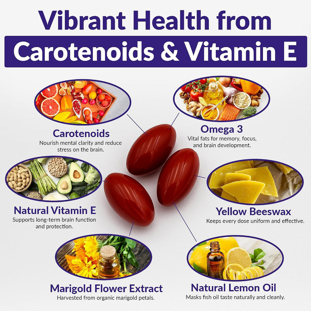 Memory Health Softgels con Omega-3, Carotenoides y Vitamina E – 270 Cápsulas (90 Días)