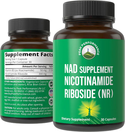 Peak Performance Nicotinamida Ribósido NR Cápsulas - Alternativa NMN con Niacinamida para Niveles de NAD+ – Image 1