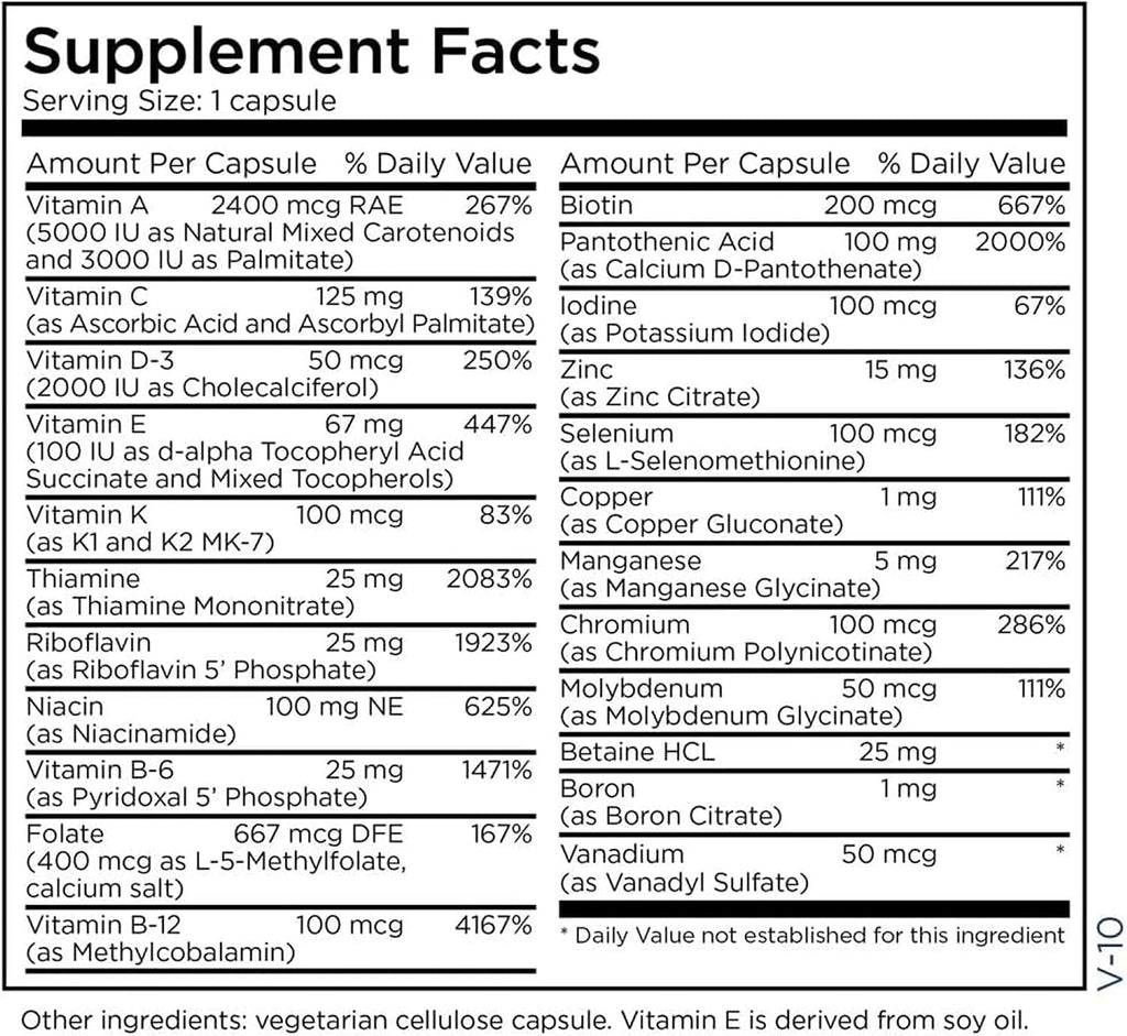 Metabolic Maintenance The Big One Plus Multivitamin sin Hierro - Complejo vitamínico con metilados, vitamina D3 2000 UI, 90 cápsulas