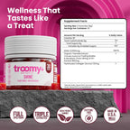 Troomy Shine Gominolas de Tremella con Biotina y Colágeno para Cabello, Piel y Uñas - Sabor Melocotón Blanco y Granada - 30 Gomitas