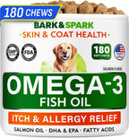 BARK&SPARK Omega 3 para Perros y Gatos - 180 Golosinas de Aceite de Salmón