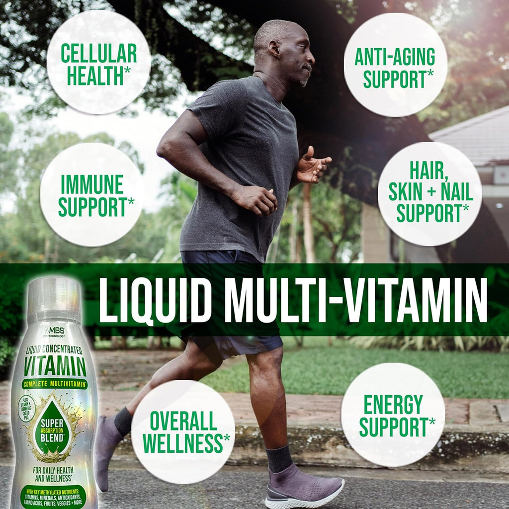 MBS Biotechnology Multivitamínico Líquido para Adultos – Complejo Diario con Superalimentos, CoQ10, Complejo B, Cúrcuma y PQQ – Sabor Berry, 500 ml