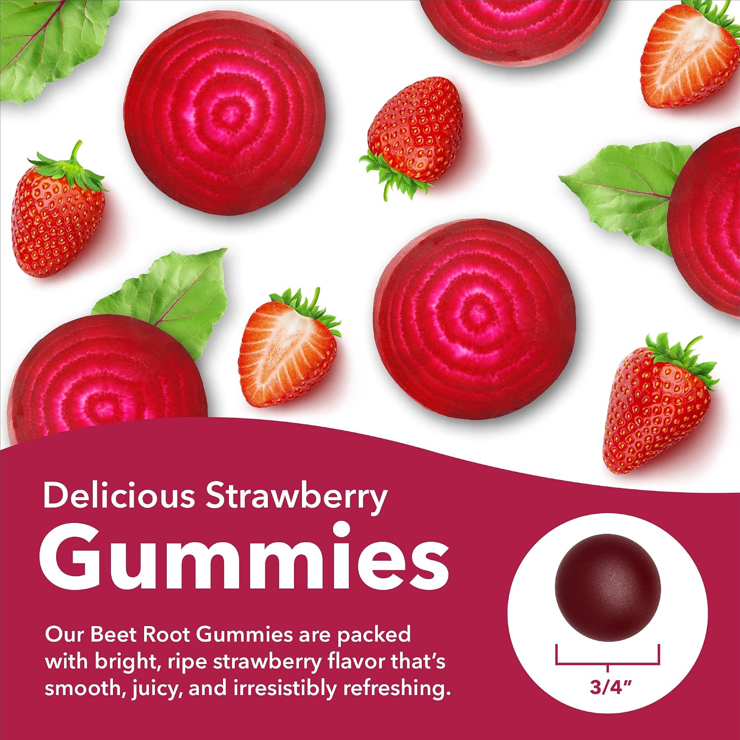 Sundance Gominolas de Remolacha | 50 Unidades | Superalimento | Con Pimienta Negra | Sabor Fresa | Vegano, Sin Gluten y No-GMO