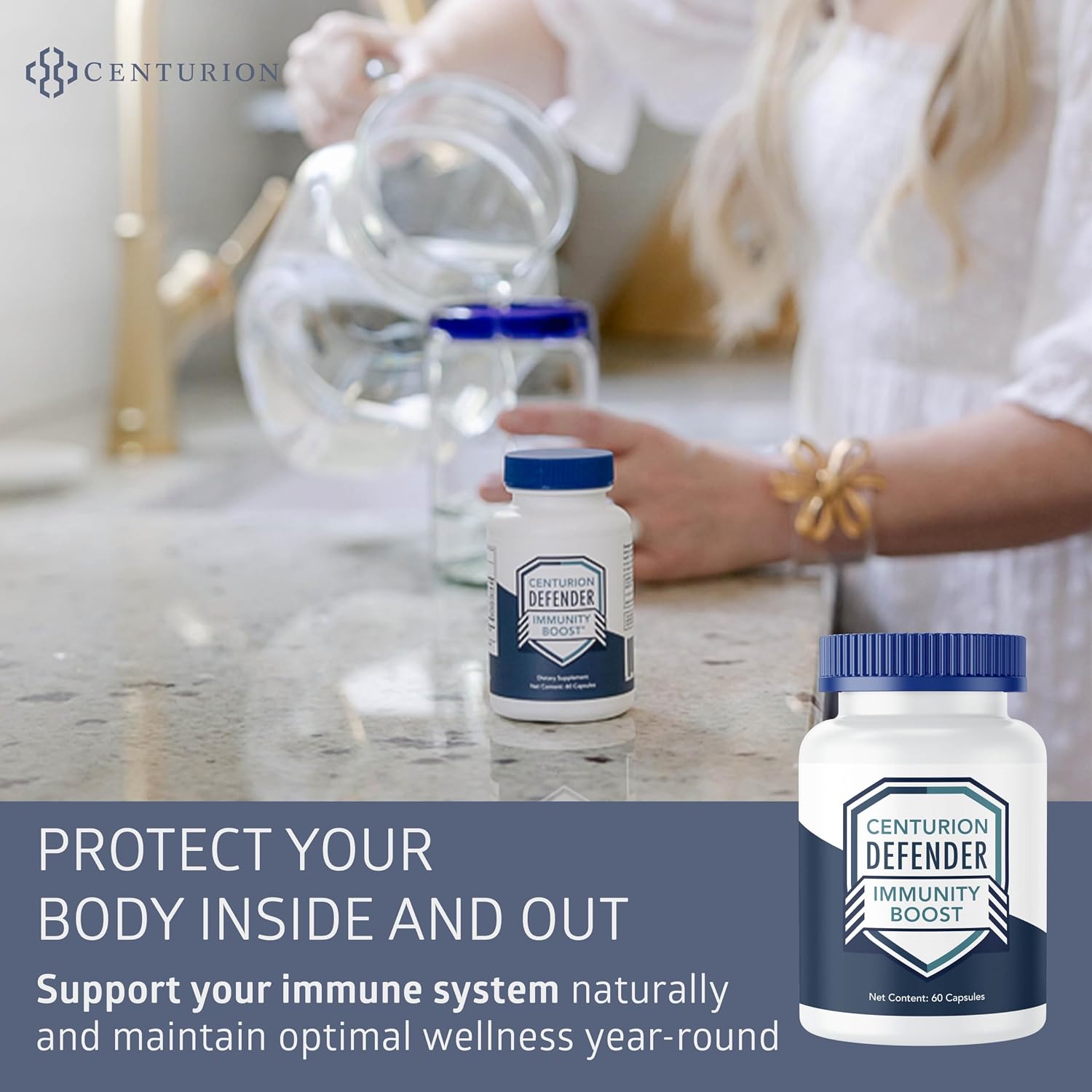 Defender Immunity Boost - 5-en-1 con Quercetina, Zinc, Vitamina D, Vitamina C y Cobre, 60 Cápsulas