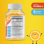Doctors Finest Gomitas de Vitamina C para Niños – Vegano, Sin Gluten – Sabor Naranja – 250mg – 90 Gomitas (45 Dosis)
