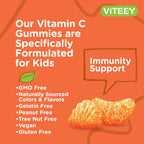 Viteey Gomitas de Vitamina C para Niños - Sabor Naranja - 120 Unidades - Vegano, Sin Gluten, Sin Gelatina