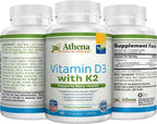 Athena - Vitamina D3 2000UI con K2 (MK7) - 90 Comprimidos Masticables