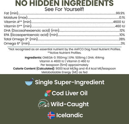 Aceite de Hígado de Bacalao Puro para Perros - 473 ml
