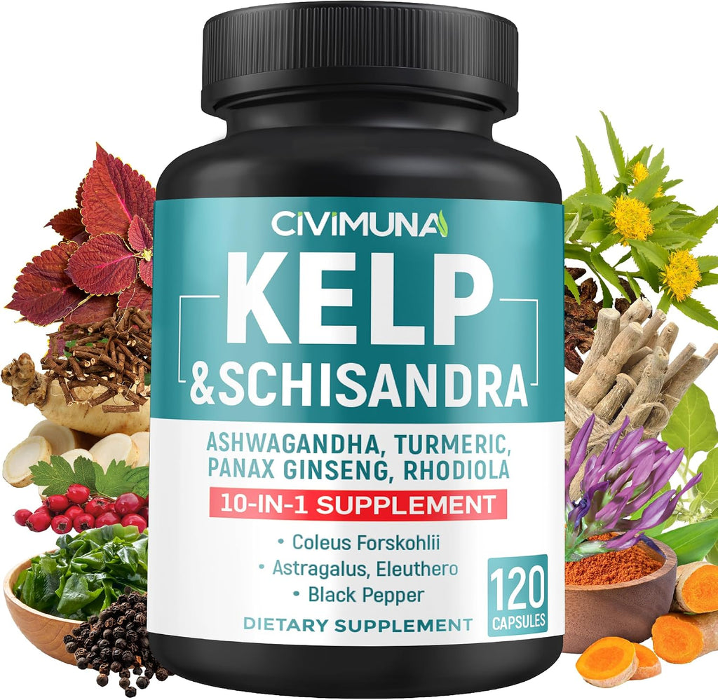 CIVIMUNA Cápsulas de Extracto de Kelp con Schisandra, Ashwagandha y Más - 120 Cápsulas