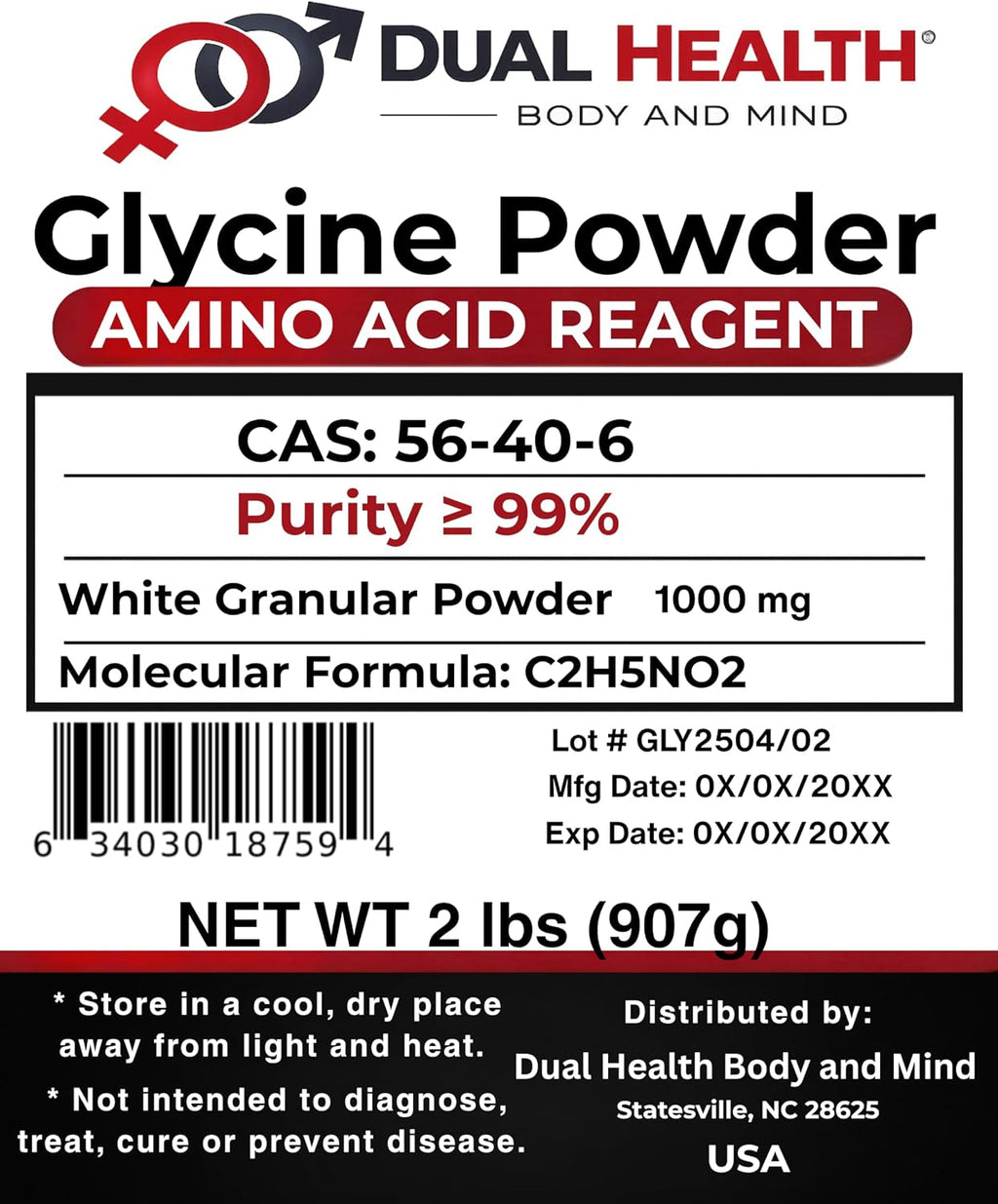 Pure Glycine Powder (2 lbs) - Free Form Amino Acid, Non-GMO, Gluten-Free