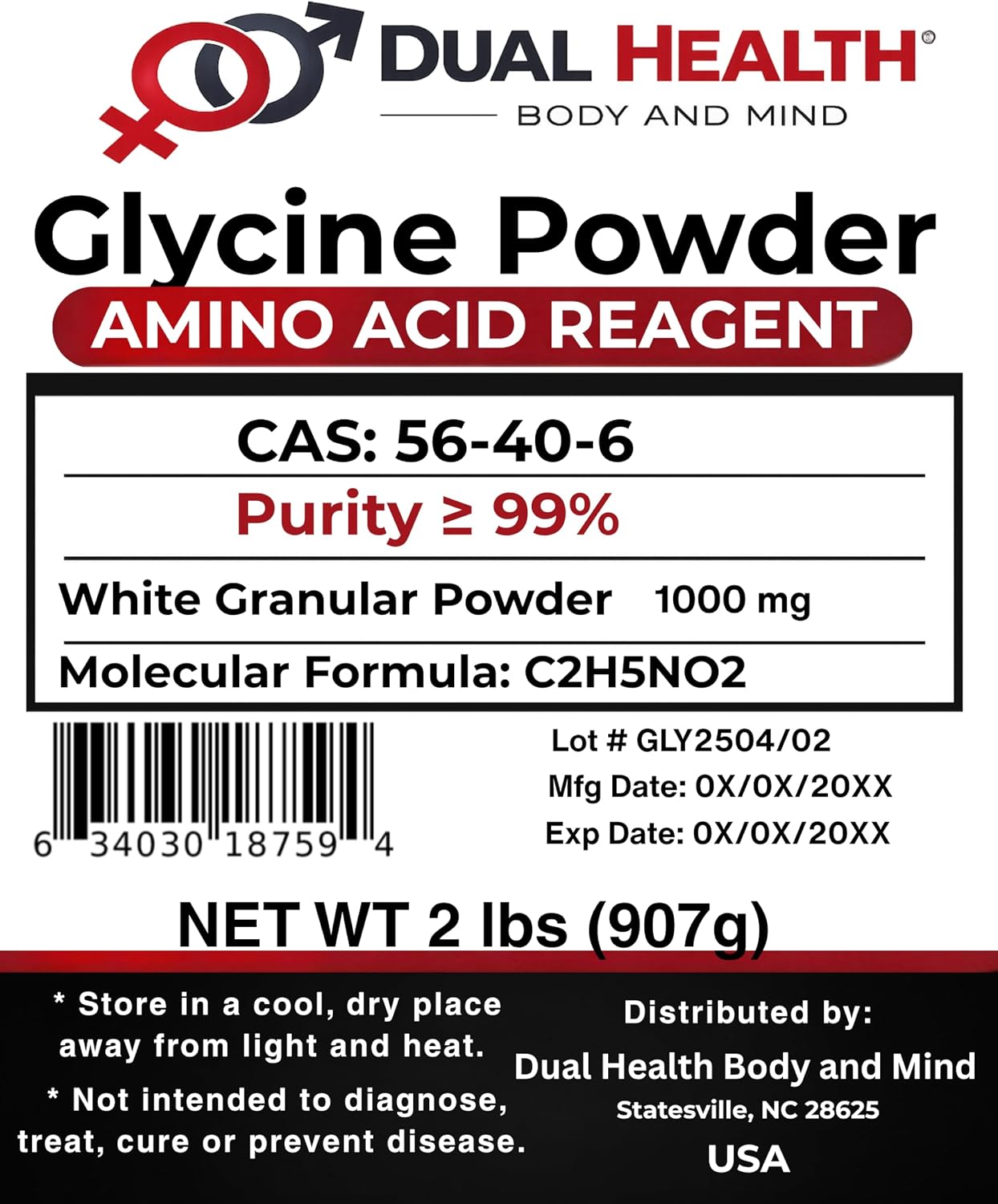 Pure Glycine Powder (2 lbs) - Free Form Amino Acid, Non-GMO, Gluten-Free