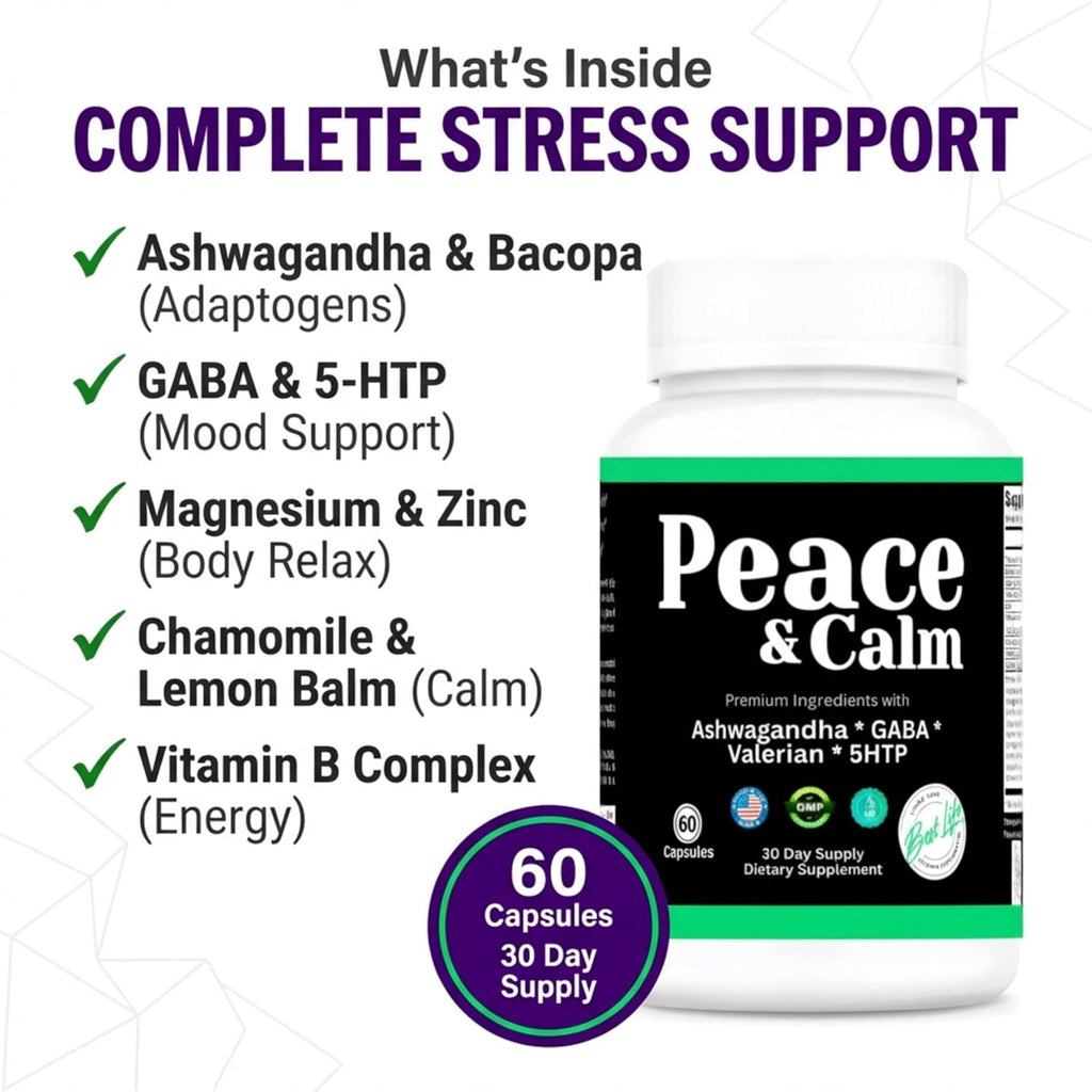 Peace and Calm - Suplemento para el Estrés y la Relajación, 60 Cápsulas