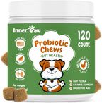 INNER PAW Probióticos para Perros con Enzimas Digestivas y Prebióticos – 120 Masticables Sabor Pollo