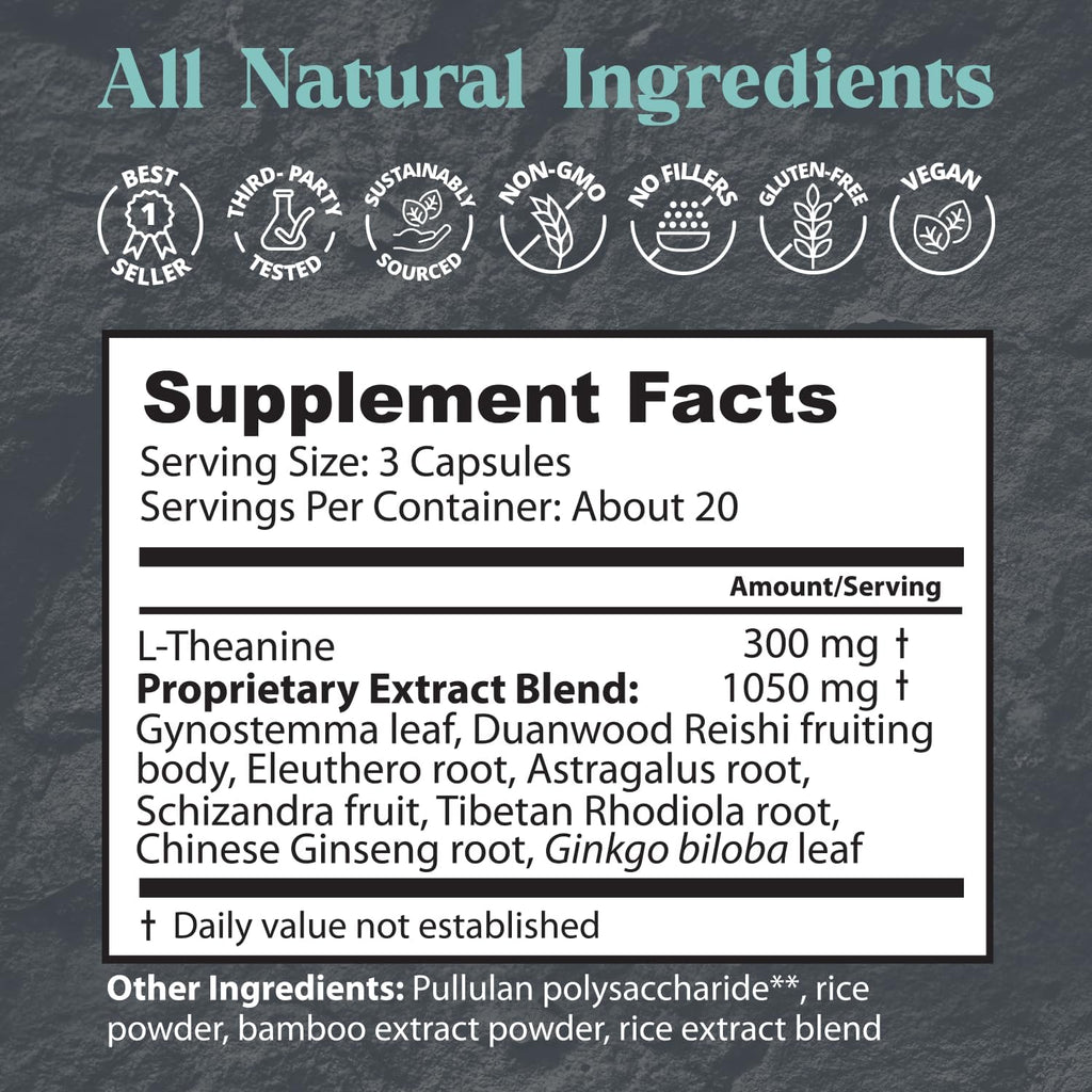 Dragon Herbs - Tao in a Bottle Cápsulas | Fórmula Herbal Adaptógena para el Estrés, Estado de Ánimo y Concentración (60 Cápsulas, 450 mg cada una)