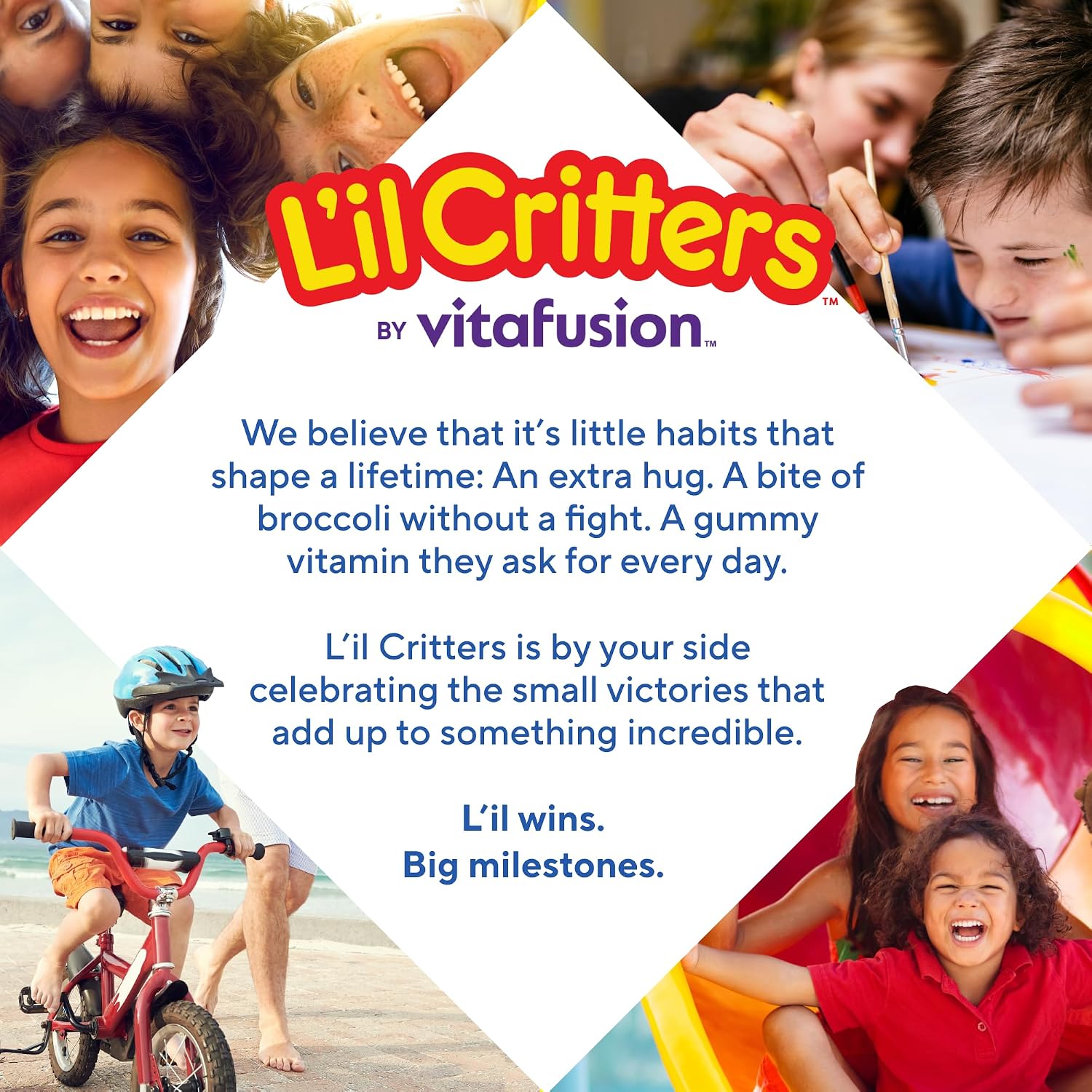 L'il Critters Multivitamin Gummies para niños - 90 gominolas - con vitaminas B, C, D, E - sabores variados - sin gluten ni lácteos - complemento digestivo