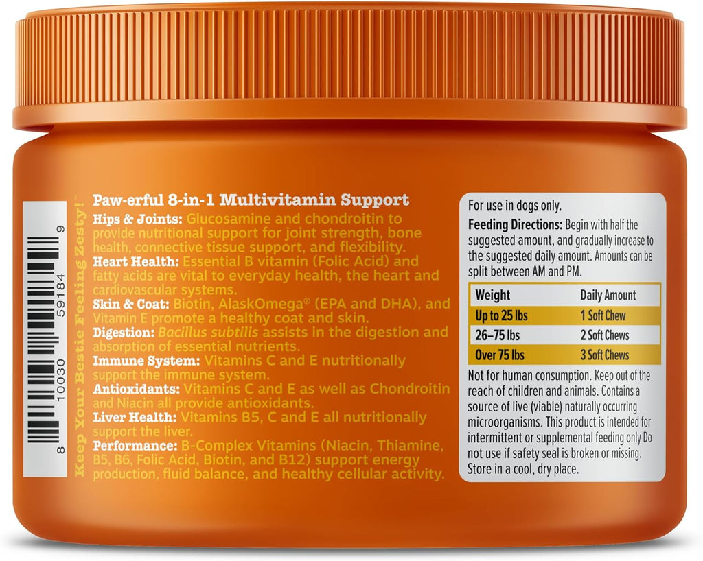 Zesty Paws Multivitamínico para Perros – Snacks masticables con pollo (90 unidades)