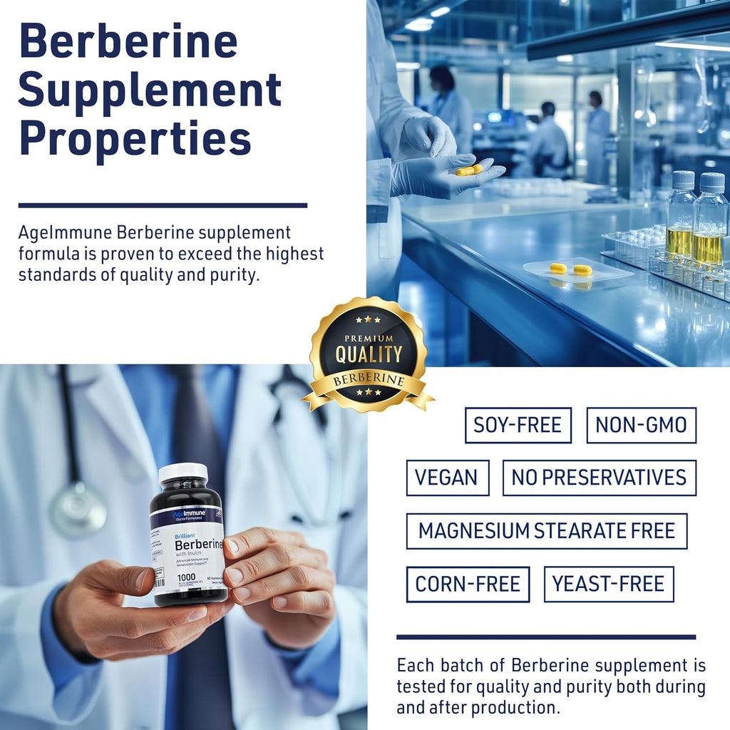 AgeImmune Berberina 1000mg con Inulina Prebiótico