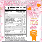 Vitaminas Prenatales para Mujeres – Multivitamínico Completo para el Embarazo – Ácido Fólico, Omega 3 DHA, Colina, Vitamina D – Sabor Naranja – 120 Gominolas