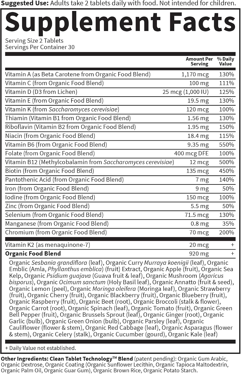 Garden of Life Organics Multivitamínico para Mujeres con Vitamina C, D3, Folato, B12, Biotina y Hierro – 60 Comprimidos