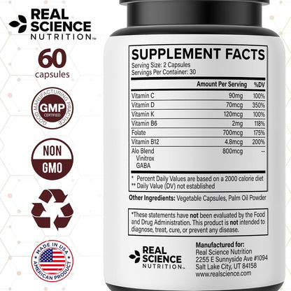 Real Science Alopecinol - Complemento alimenticio para el cabello con Vinitrox, GABA y Vitaminas - 60 cápsulas – Image 7