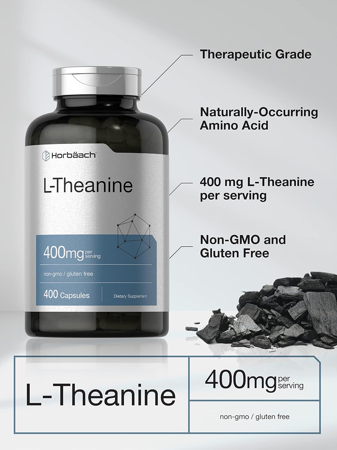 Horbäach L-Teanina 400 mg 400 Cápsulas - Alta Potencia