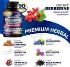 Organic Cadane Berberina 7en1 - 90 Cápsulas - Suplemento con Quercetina y Canela