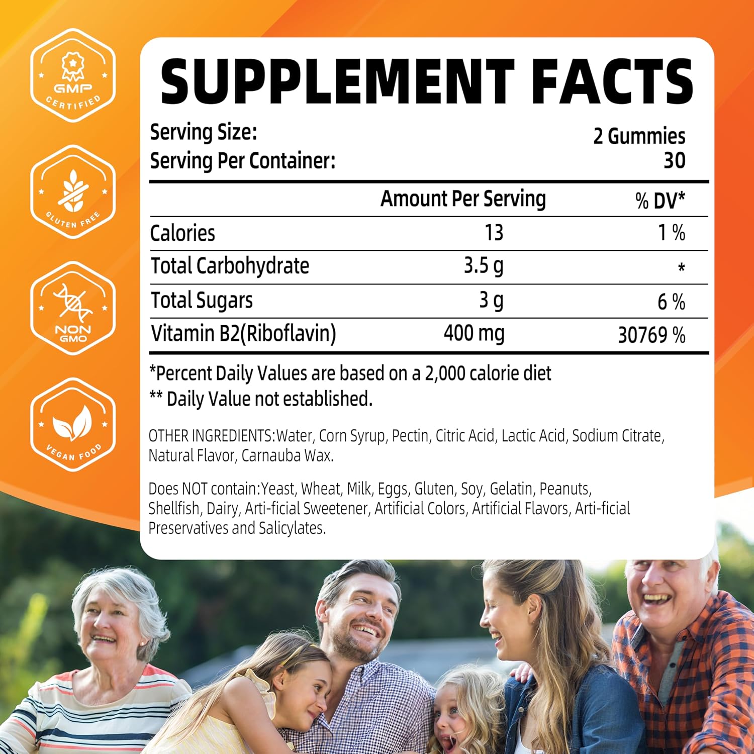 Vitamina B2 Gomitas 400mg – Riboflavina para Energía y Sistema Nervioso – 60 Gomitas Veganas