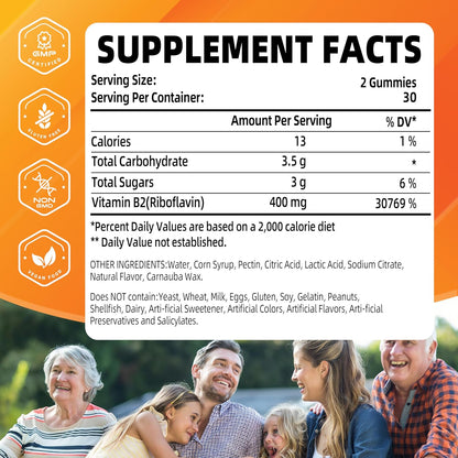 Vitamina B2 Gomitas 400mg – Riboflavina para Energía y Sistema Nervioso – 60 Gomitas Veganas – Image 3