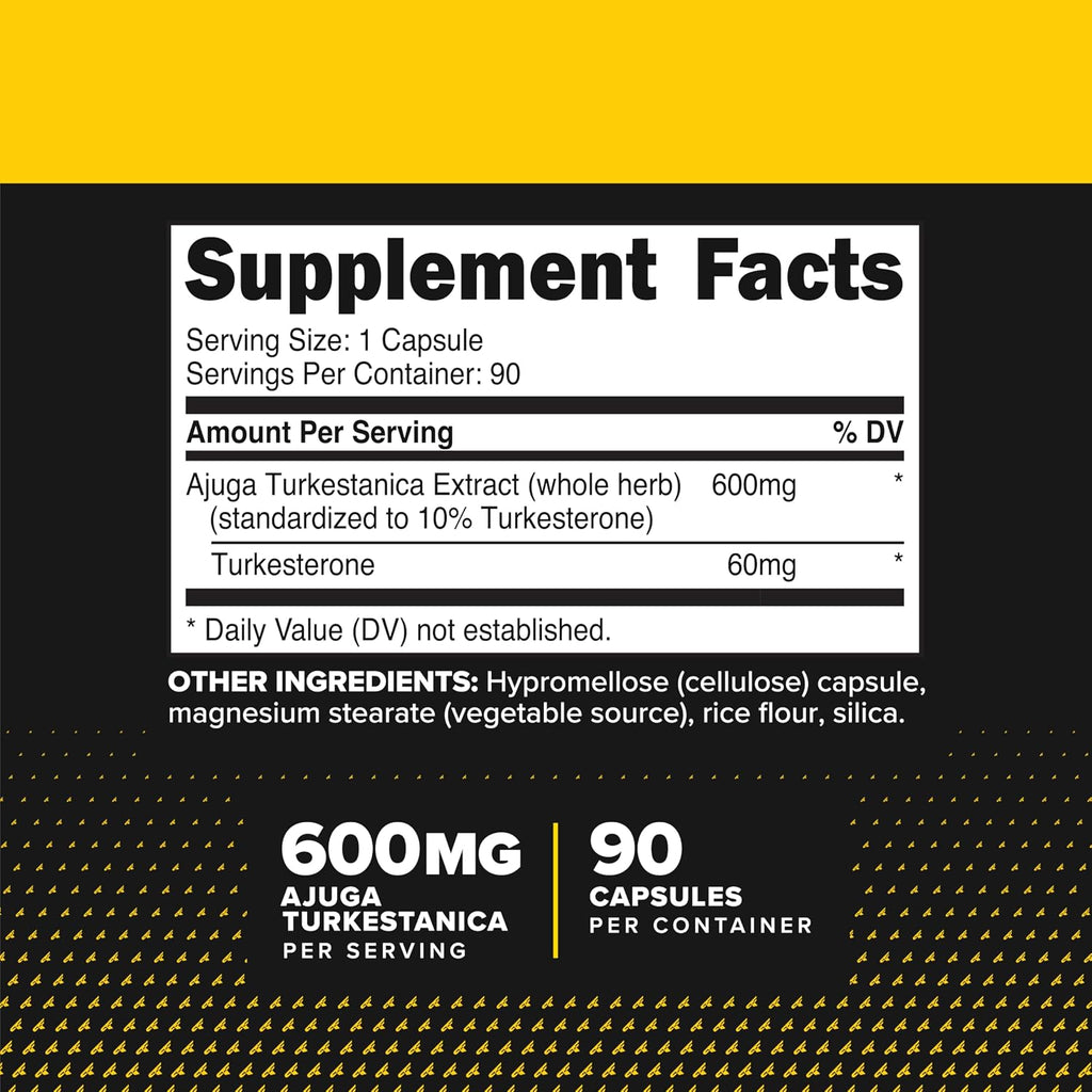 Primaforce Turkesterone 600mg, 90 Cápsulas - Suplemento No Transgénico y Sin Gluten