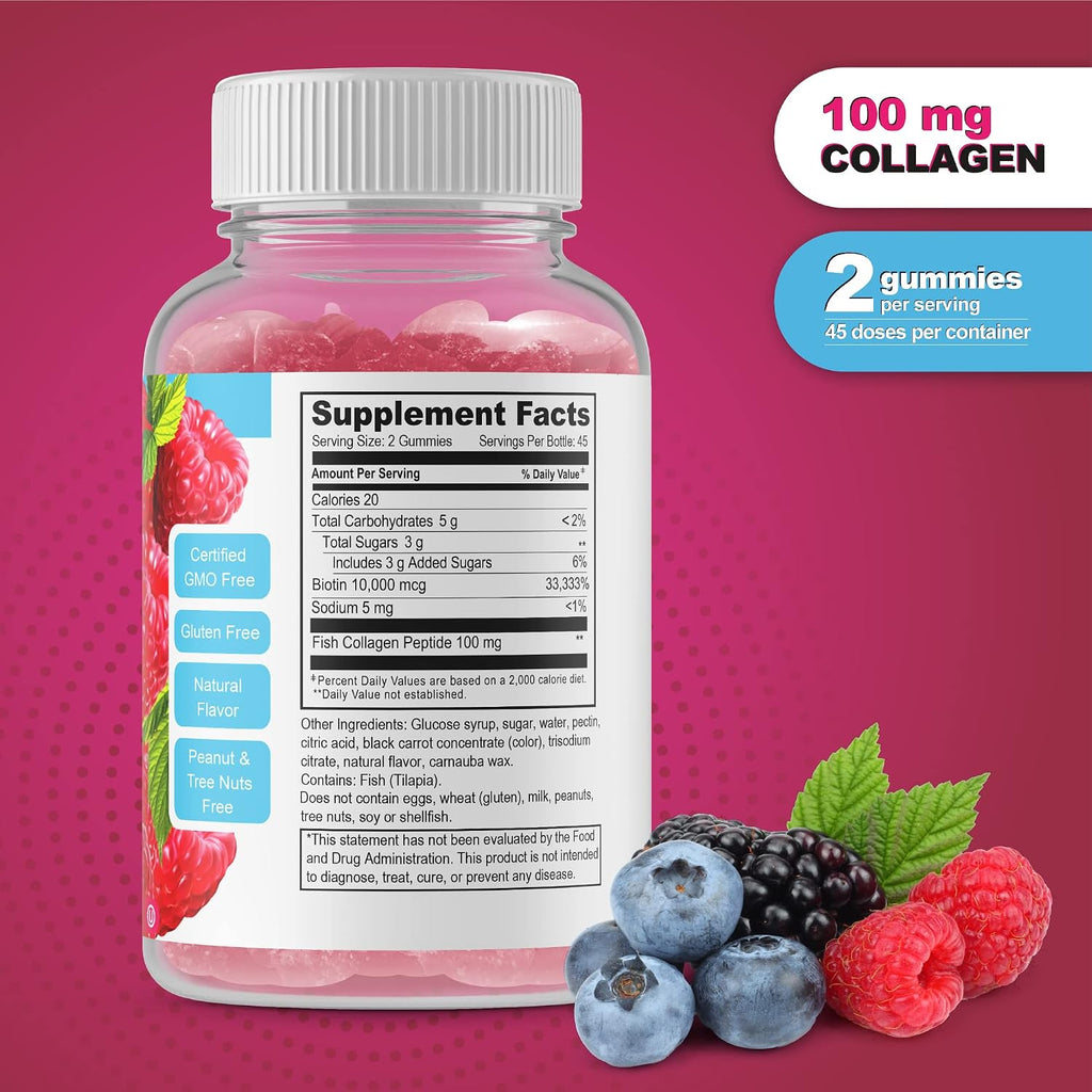 Gominolas de Colágeno y Biotina 10000 mcg - 90 Gominolas Veganas