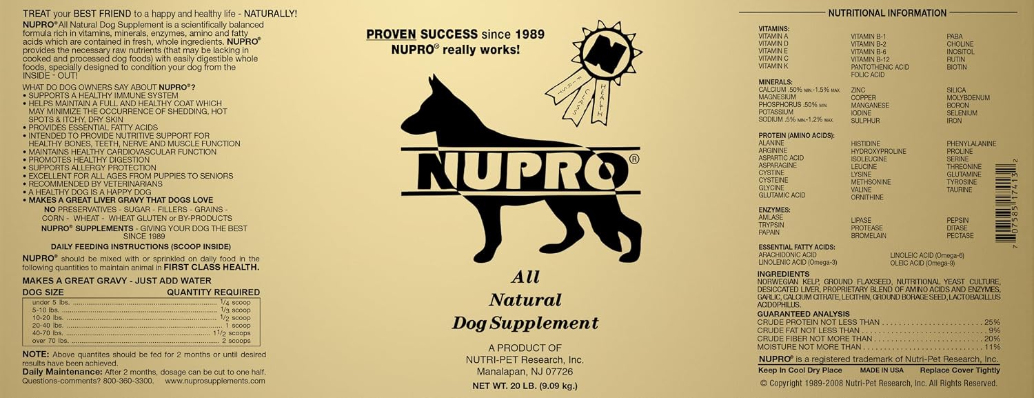 NUPRO Suplemento Natural para Perros - 20 Libras