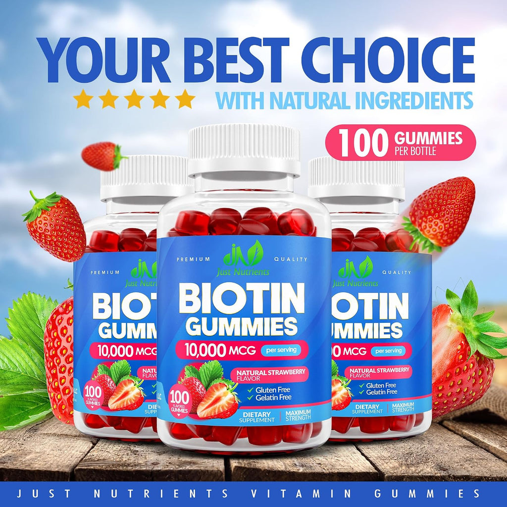 Just Nutrients Biotina 10.000 mcg Gominolas - 100 Unidades