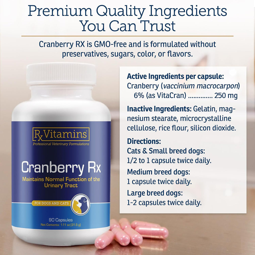 Cápsulas de Arándano Rojo para Perros y Gatos - RX Vitamins - 90 unidades