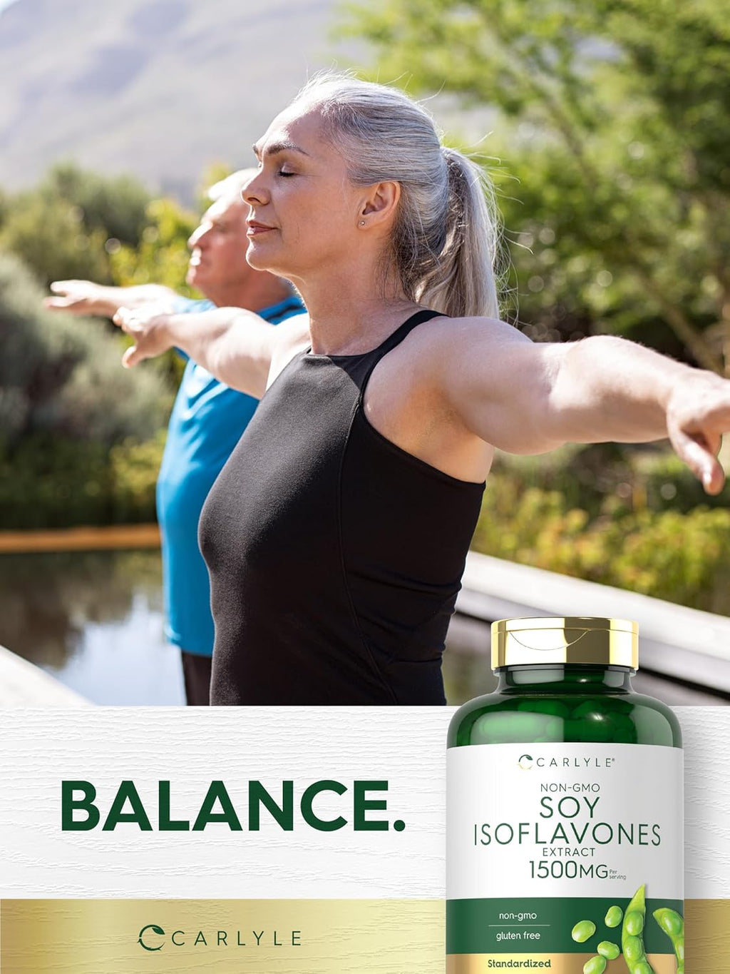Isoflavonas de Soja Carlyle para Mujeres y Hombres | 200 Cápsulas | Suplemento Extracto No-GMO Sin Gluten
