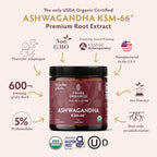 TRIBE ORGANICS Ashwagandha KSM-66 600 mg - Extracto de raíz orgánico - 120 cápsulas