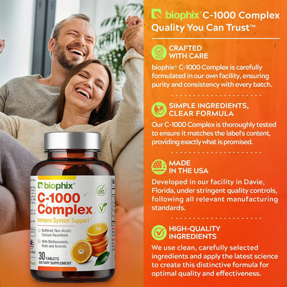 biophix Vitamina C 1000 mg - 30 Comprimidos - Complejo Vegano con Ascorbato Cálcico, Bioflavonoides, Acerola y Rutina – Image 6