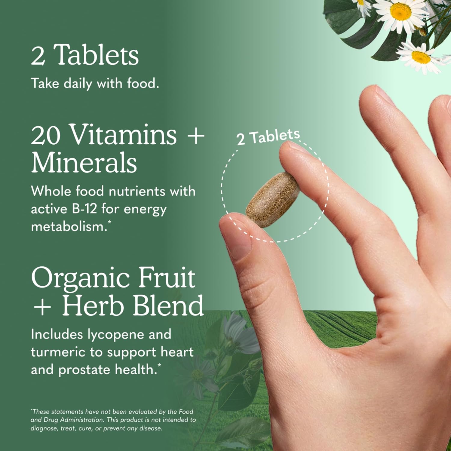 Garden of Life Organics Men's 40+ Multivitamin with Prostate Support, B12 & Vitamins – Vegan Daily Whole Food Multivitamin, Non-GMO, Certified Organic, 120 Tablets