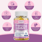 VIDAVITE Gominolas Prenatales Sin Azúcar - 30+ Nutrientes (Colina, Folato, Hierro) para el Apoyo Fetal y Neural, Huesos, Energía e Inmunidad - Vitaminas Prenatales Veganas para Mujeres (60 Gominolas)