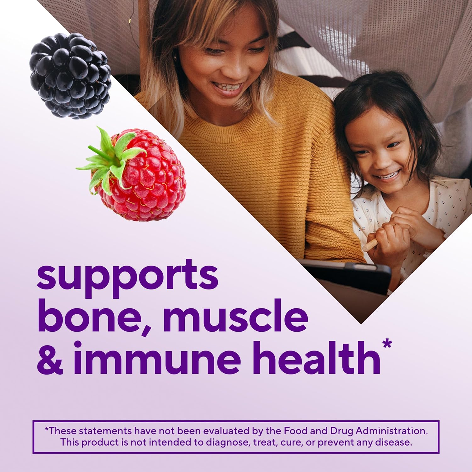 Vitafusion Vitamin D3 Gummies, Bone & Immune Support, Peach, Blackberry & Strawberry Flavors, 50 mcg (2000 IU) Vitamin D3, 150 Count, 75 Day Supply