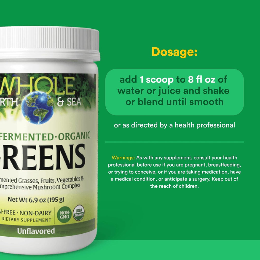 Natural Factors Organic Greens - Mezcla Verde Orgánica, 6.9 oz (196 g)