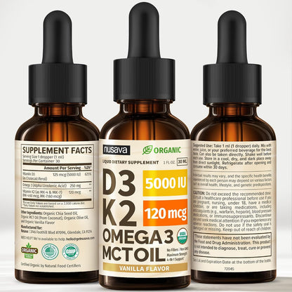 Gotas Orgánicas de Vitamina D3 K2 con Omega – El ácido alfa-linolénico (omega 3) contribuye al mantenimiento de – Image 8
