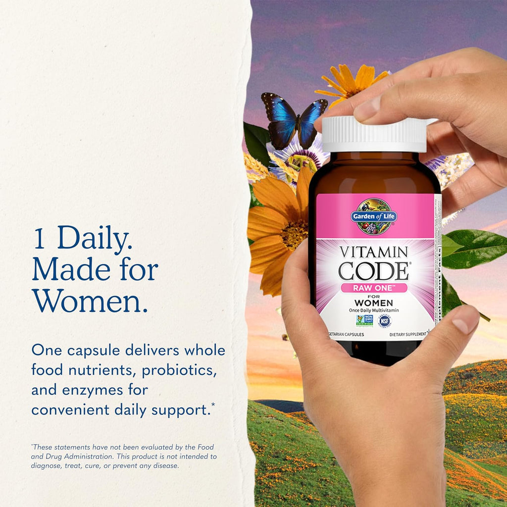 Garden of Life Vitamin Code RAW ONE for Women - Multivitamínico Diario con Probióticos, 75 Cápsulas