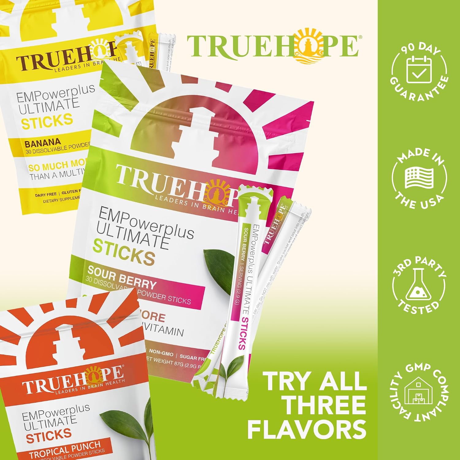 Truehope EMPowerplus Ultimate Multivitamin Nootropic Pouches con Inositol - 30 Sobres (Sour Berry)